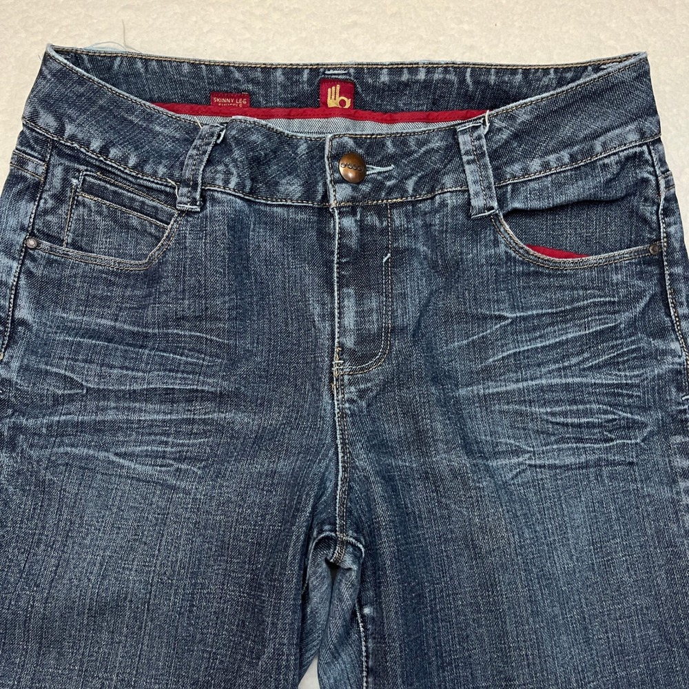 Ooh La La Skinny Leg Shuffle Jeans Womens 10 Blue Heatwave Wash Low Rise Denim